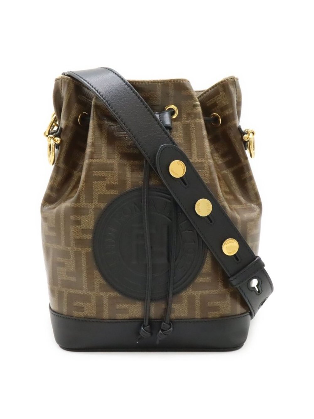 Fendi Zucca Montresor Bucket Bag Shoulder Drawstring Brown